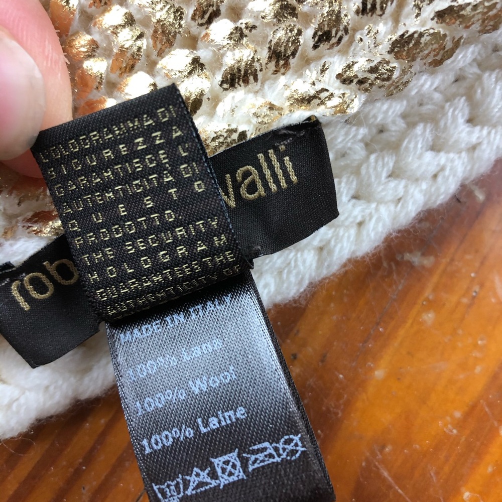 Roberto Cavalli Gym Gold Knit Scarf - Picture 8 of 8